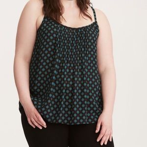 Torrid Black/Teal Pintuck Tile Print Tank Size 3
